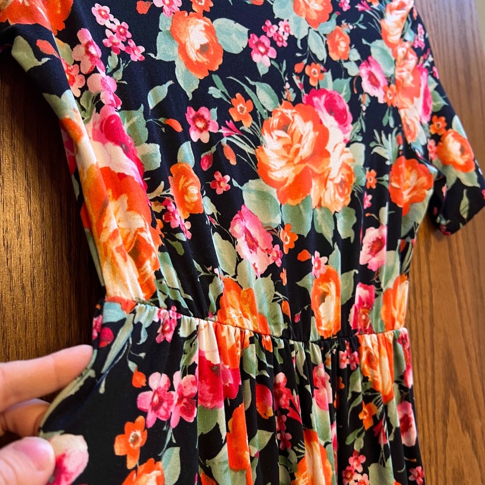 Floral and black maxi dress